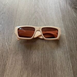 le specs plastic measures ivory orange lens angular retro sunglasses eyewear NEW